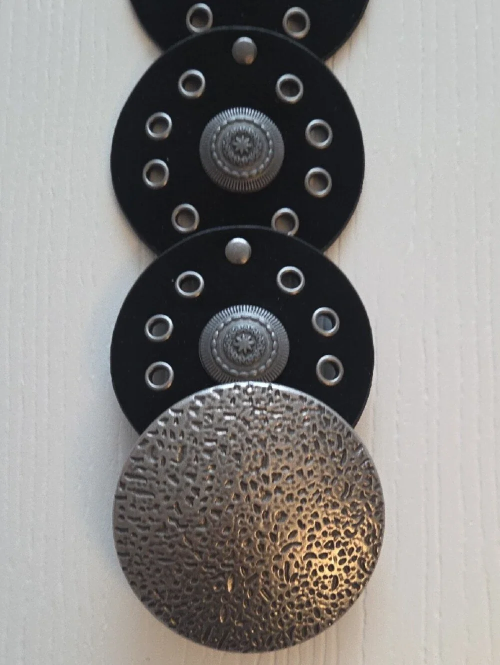 Black Belt With Silver Buckle & Eyelets
